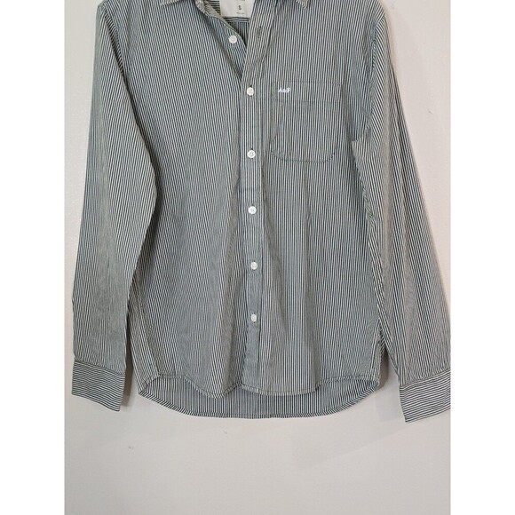 Abercrombie & Fitch Muscle Button Up Shirt Mens Size Small Stripped Green - Picture 4 of 9